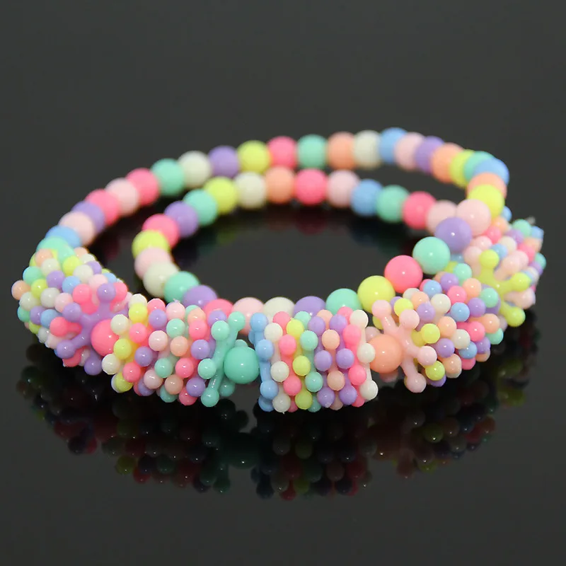 Dual-use Necklace Bracelets Pearly Beads Toys For Children Lacing Waving Beaded Girl Gift Party Accessories Handmade New