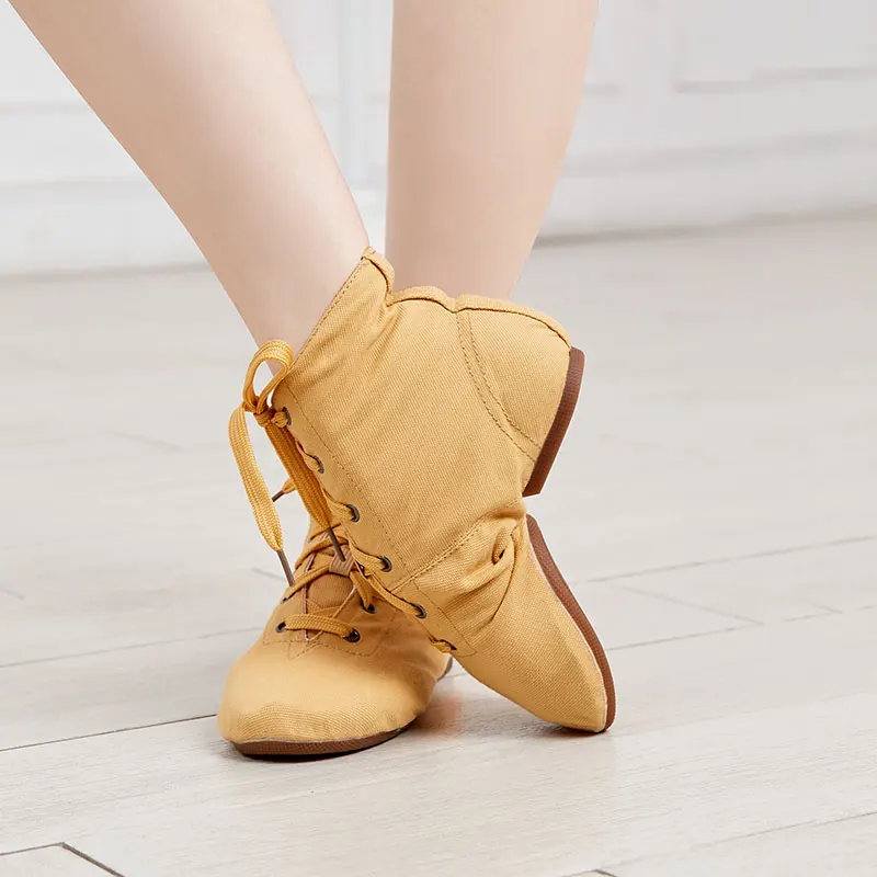 Jazz Shoes Canvas Jazz Dancing Shoes Ankel Length Dance Boots Split Sole Shoes For Girls Kids Adults Children China Size 26-45