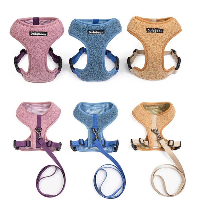 Puppy Dog Harness with Leash Set Adjustable Dog Cats VestHarness  Breathable Chest Strap Leash Harnesses With Traction Rope