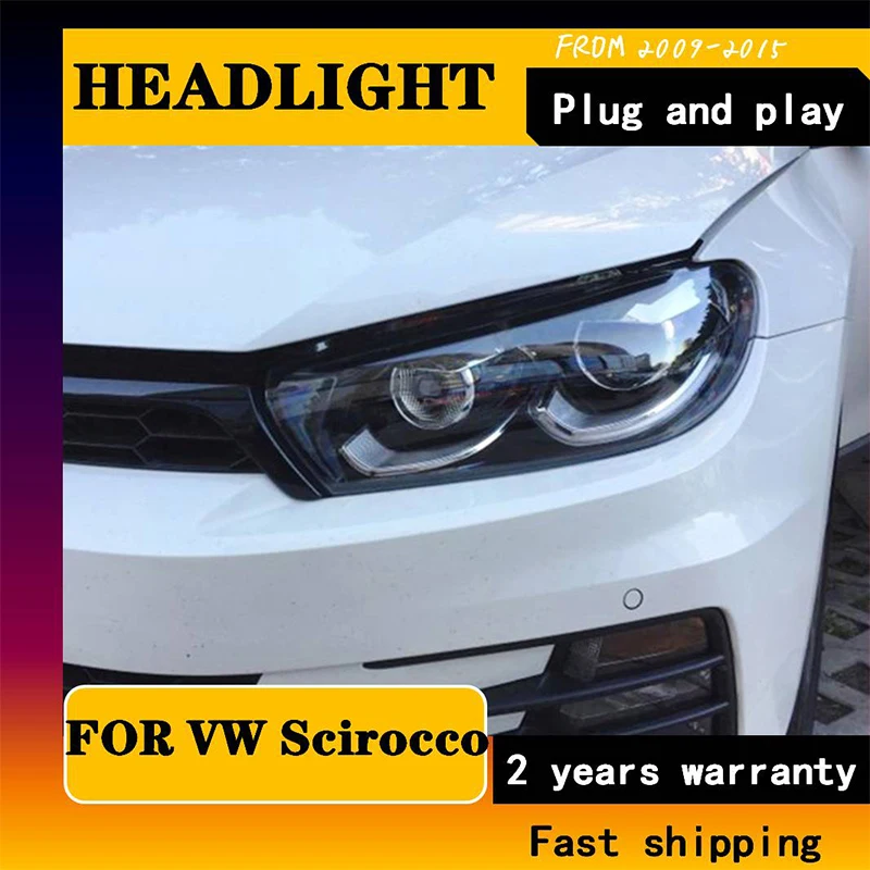 Автостайлинг для фар VW Scirocco 2009-2015 для Scirocco 1,4 T 2,0 T, передняя Биксеноновая линза двойной AM HID комплект Be