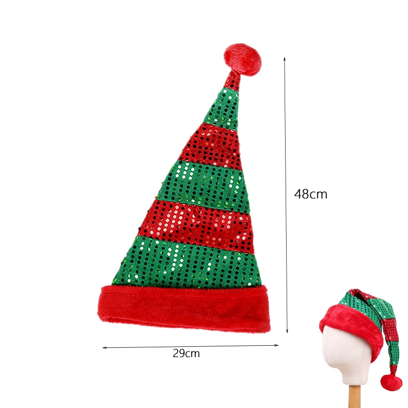 Christmas Hat Plush Elf Santa Hat Ornament Christmas cap Elf hats 2024 New Year Xmas Party Funny Theme Props Decoration Supplies