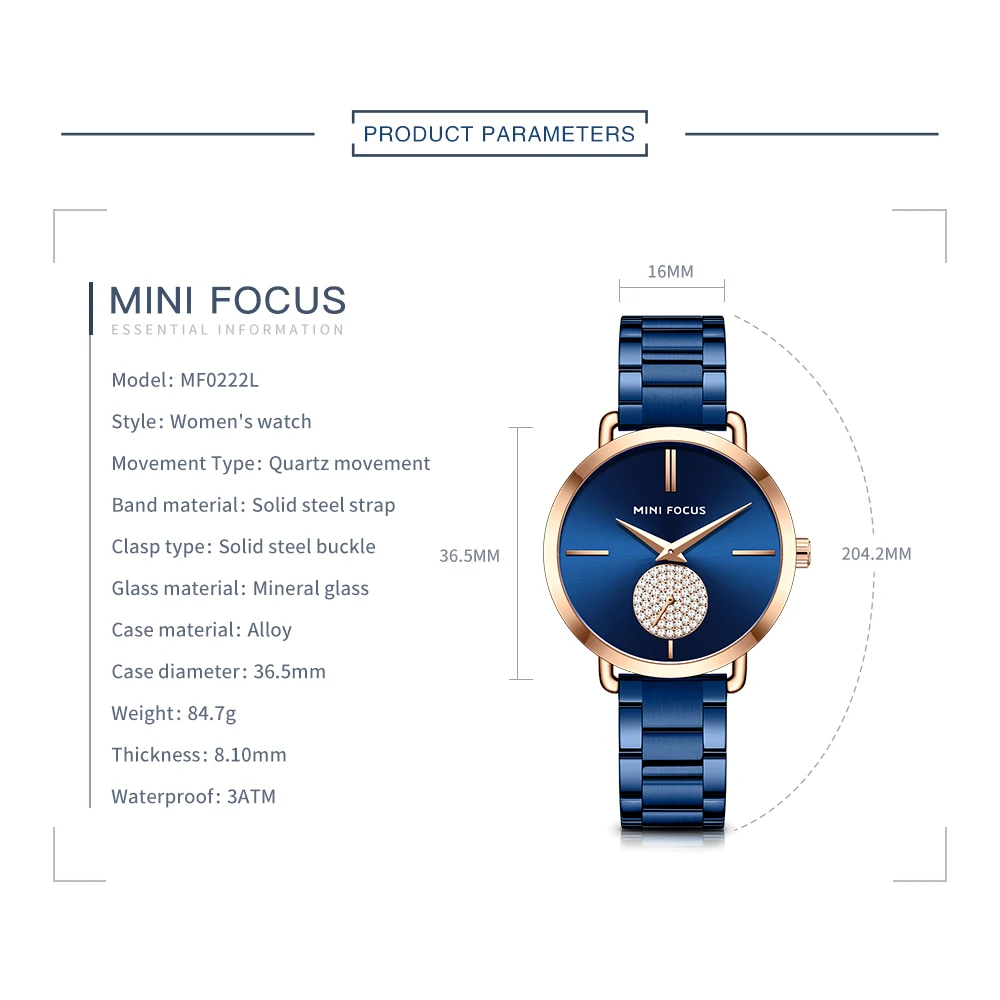 New MINI FOCUS Fashion Women\'s Watches Quartz Ladies Top Brand Luxury Waterproof Stainless Steel Clock Relogio Feminino gift box