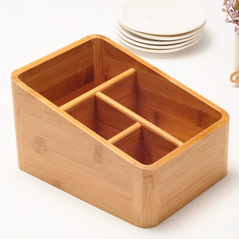 Desktop Bamboo Wood Storage Box, Office, Cosmetics, Creative, Stationery