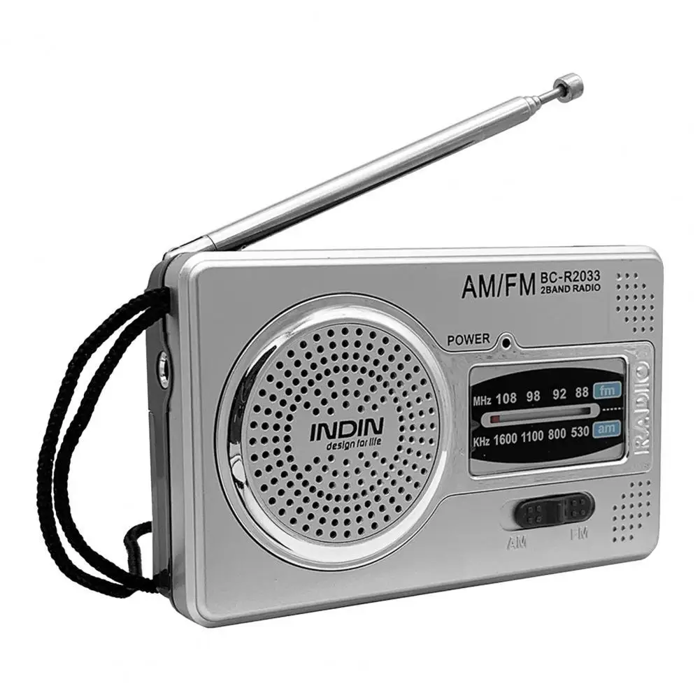 BC-R2033 AM FM Radio Pocket Size Low Power Consumption Built-in Speaker Full Band Mini Radio Recorder for Home