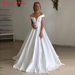 Vestido De novia De satén AE0104, hombros descubiertos, novedad