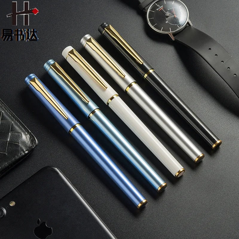 

36pcs advertising neutral pen gift multicolor metallic paint fixed color business signature pen metal hook fountain pen