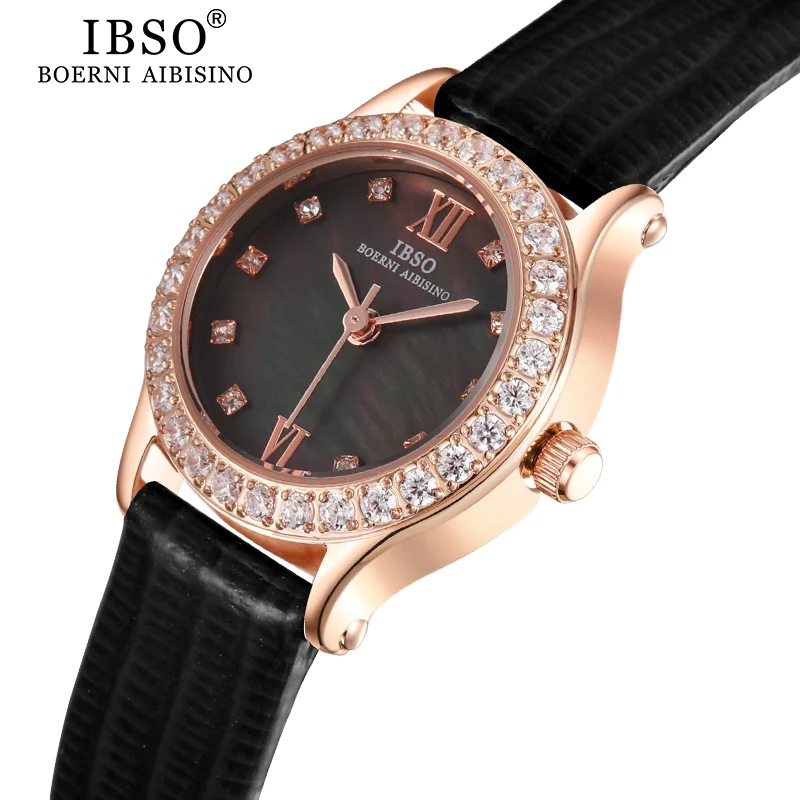 

IBSO Brand Women's Quartz Watches 2021 New Luxury Round Big Rhinestone Dial Rose Gold Watch For Ladies Stainless Steel Clock