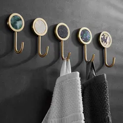 Natural Shell Brass Hook Light Luxury Porch Door Back Coat Hooks No Drilling Wall Hanging Strong Adhesive Clothes Hanger
