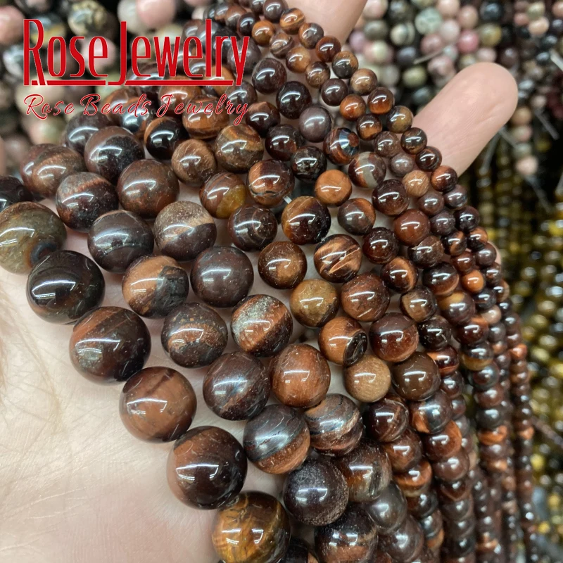 Natural Stone Beads Red Tiger Eye Round Loose Spacer Beads 4 6 8 10 12 14 MM For Jewelry Making DIY Bracelets Accessories 15\
