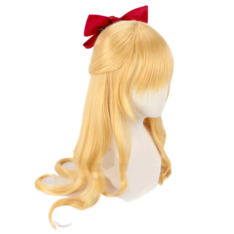 Sailor Venus Cosplay peruki Sailor Minako Aino długa blondynka luźna fala żaroodporne syntetyczne peruki do włosów + czapka z peruką