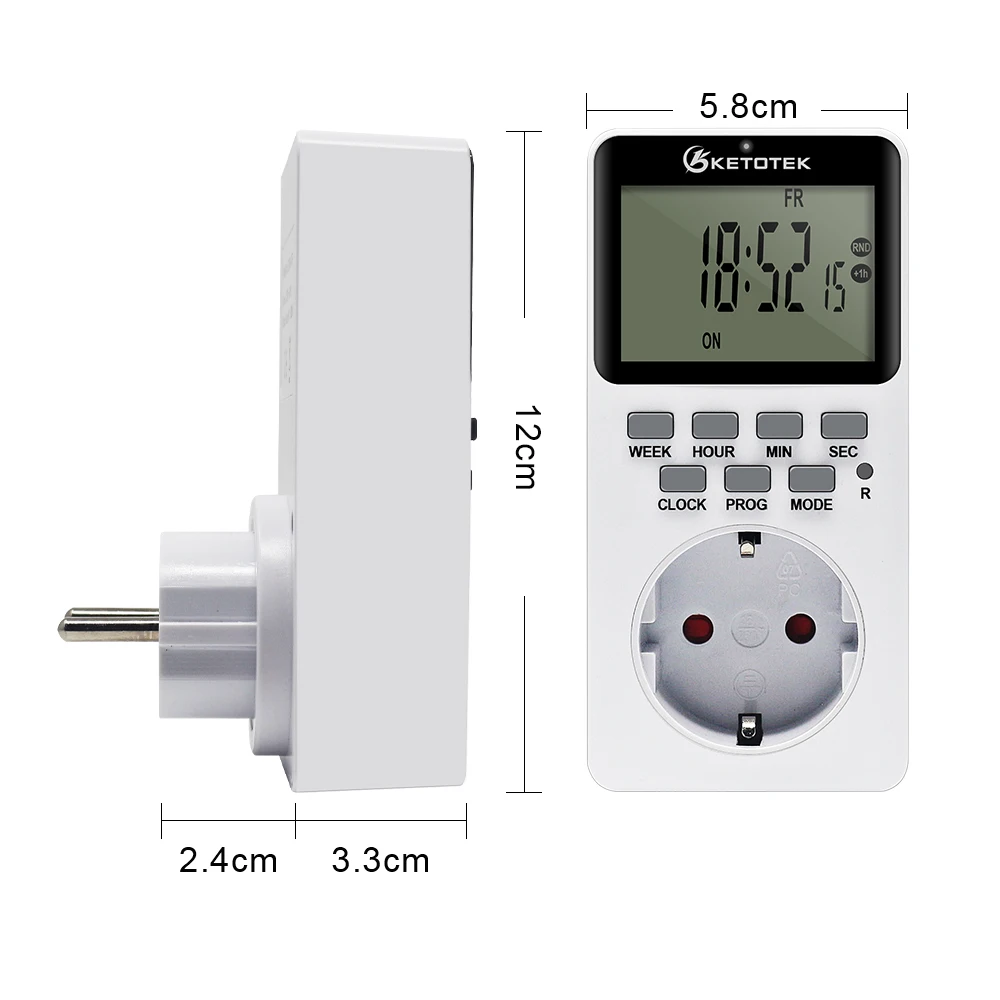 Digital Electronic Kitchen Timer Switch Socket Outlet Programmable Plug With Timer Countdown Function 12/24 Hours Swithcing