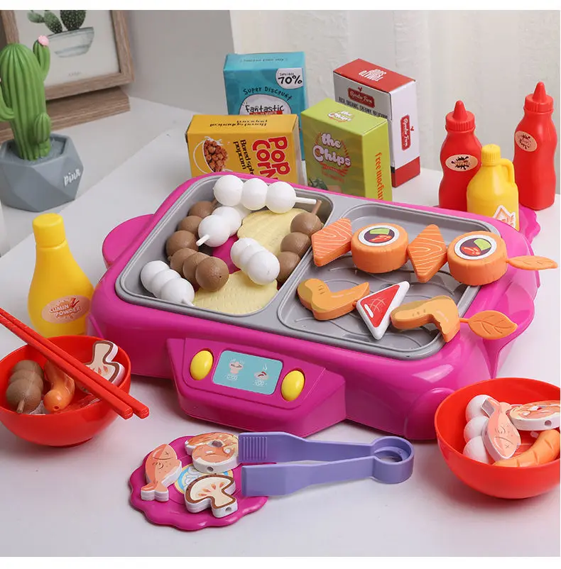 Kitchen toy set children rotary hot pot barbecue oven intelligence brain play family simulation kitchenware