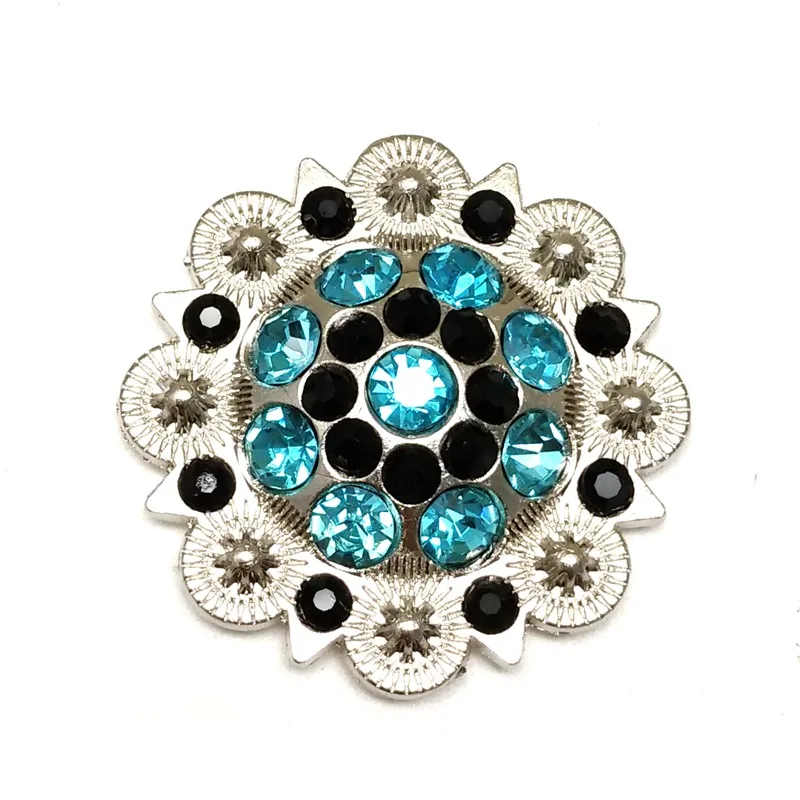 Conchos de Metal para decoración de cinturón, accesorios de diamantes de imitación, color azul lago, se pueden personalizar, 12 unids/lote