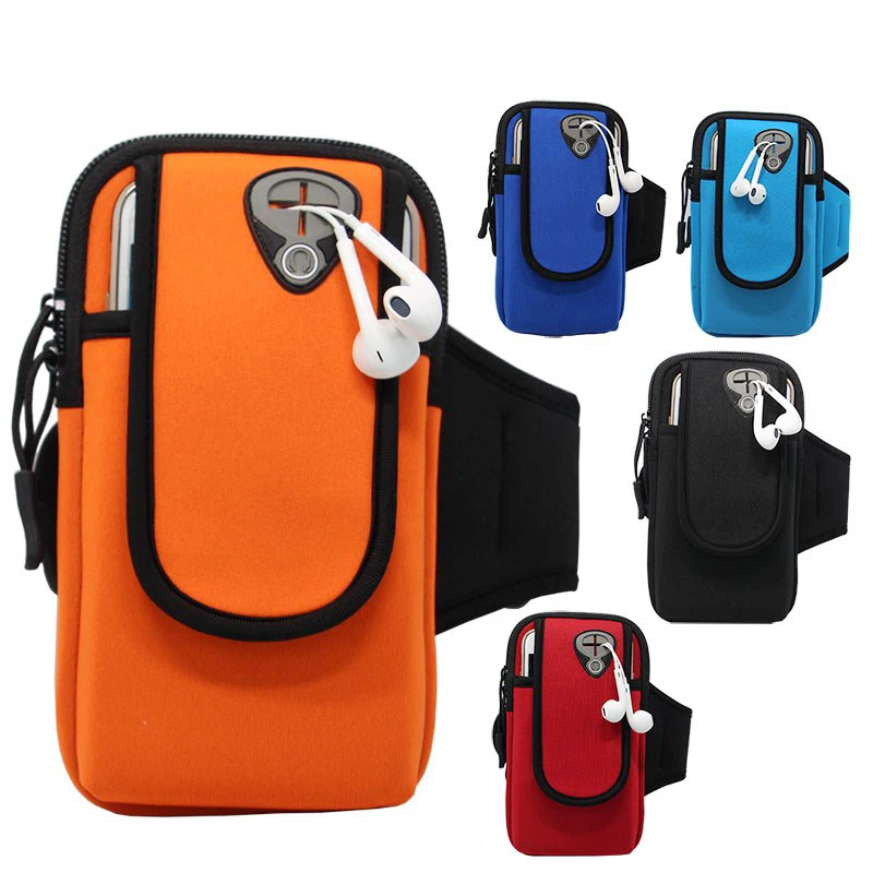 Bolsa de braço para homens e mulheres, bolsa de braço para corrida, estilo simples, com buraco para fone de ouvido, chaves de dinheiro, esportes ao ar livre