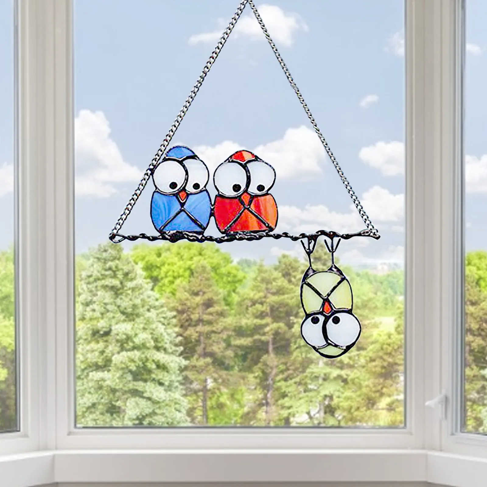 

Bird Species Stained Glass Window Hanging Decor Suncatcher Acrylic Birds Hanging Decoration Wind Chimes Crafts Window Pendant