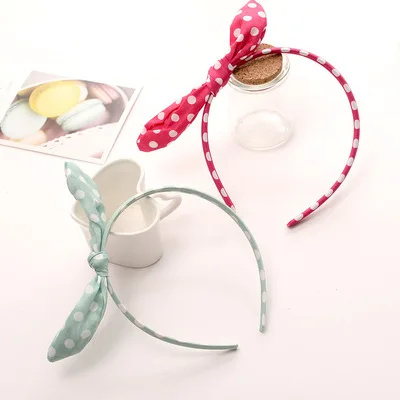 New Fashion Variety Chiffon Bowknot Polka Dot Rabbit Ears Headband