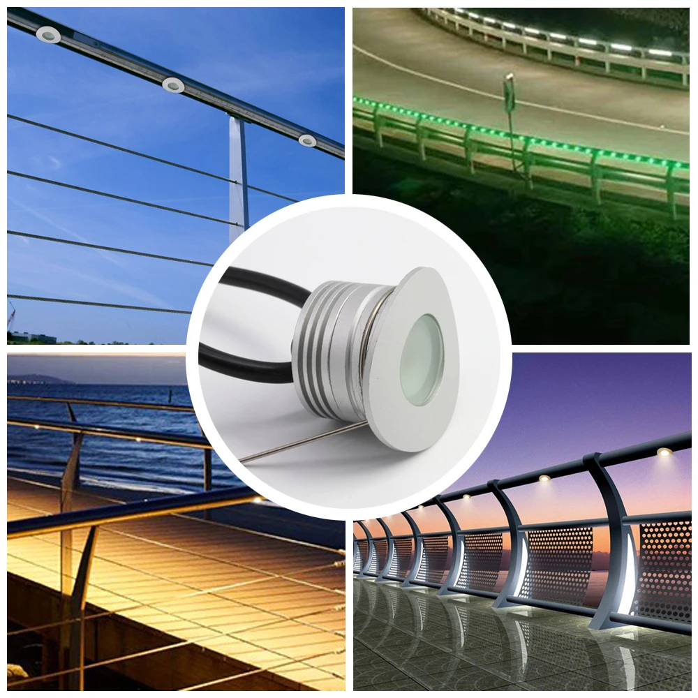 1W  DC12V LED Handrail Railing Lamp IP65 Waterproof Outdoor Downlight  Recessed Spotlighting  Landscape Stair Handrail Lights