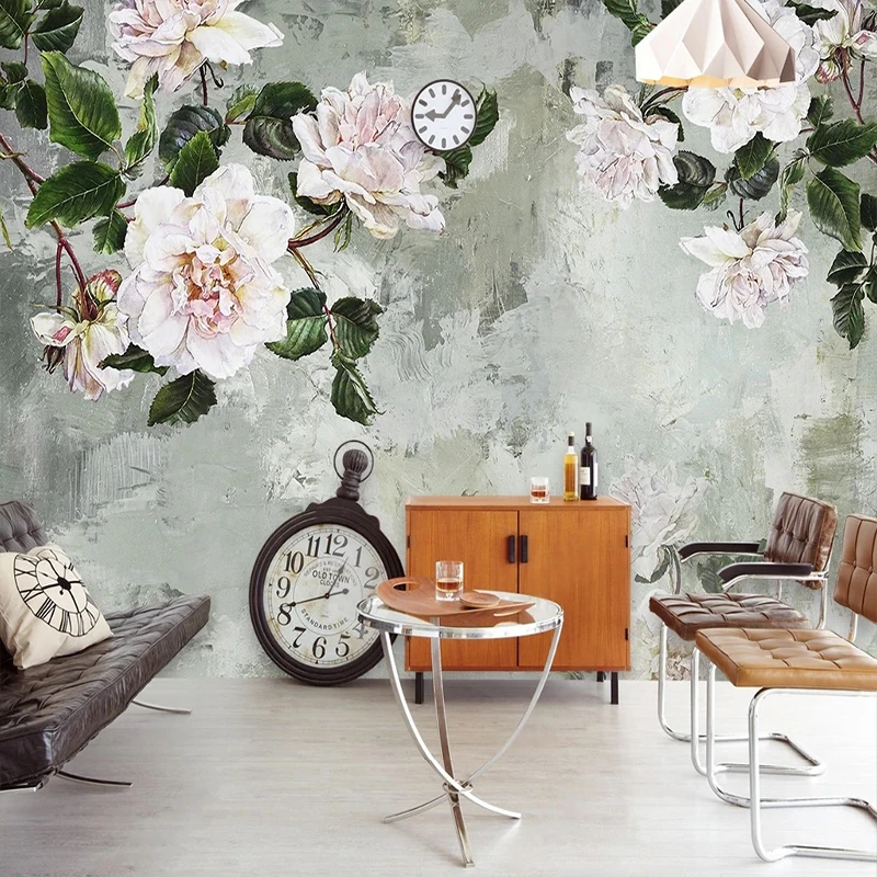 

Custom Any 3D Wallpaper Size Self-Adhesive Vintage Hand Painted Floral Background Wall Paiting Papel De Parede 3D Paisagem Stick