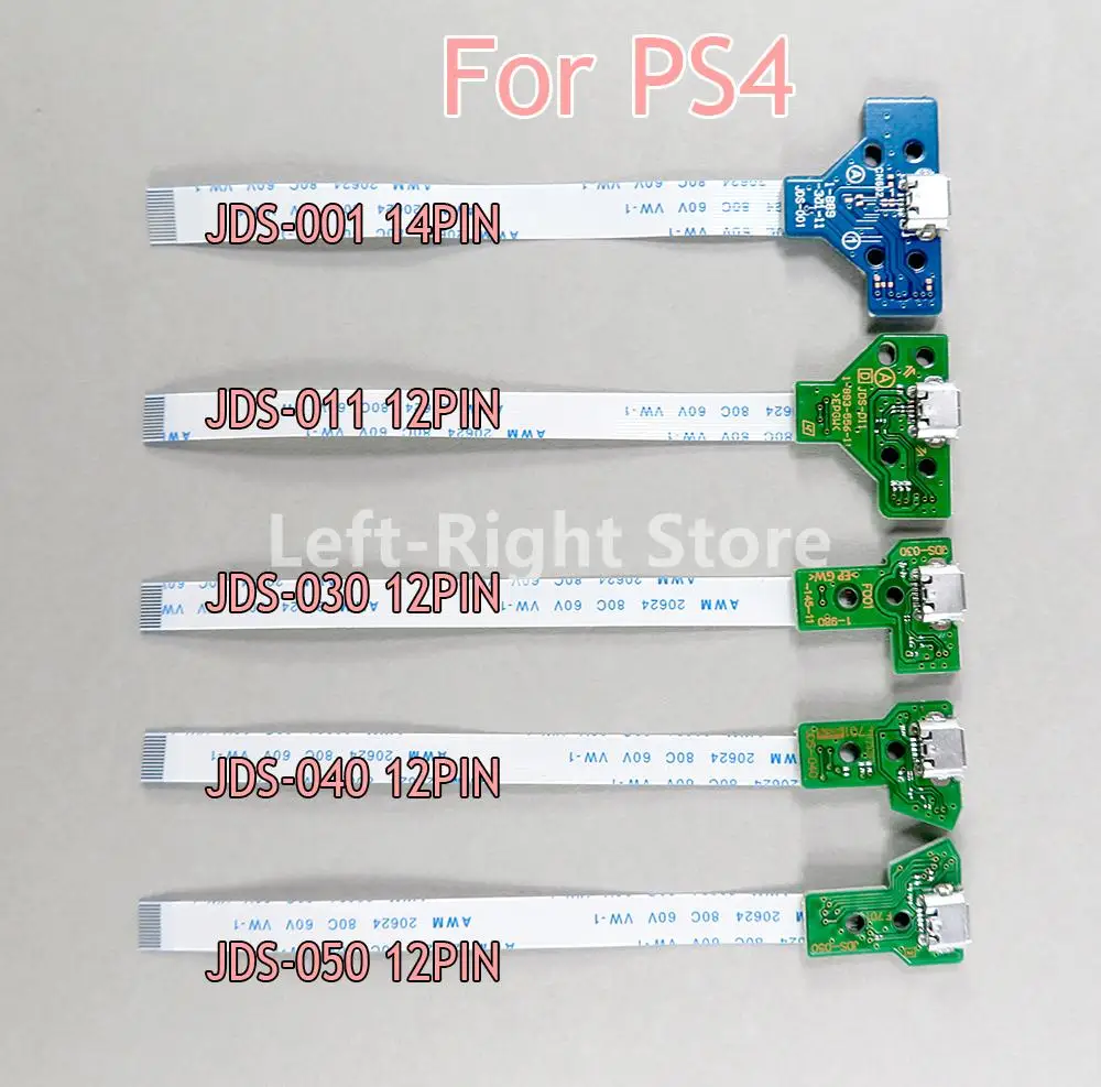 20sets For Dualshock4 PS4 Pro Slim Controller Charging Socket Port Board JDS 001 001 030 040 050 with 12 14 Pin Power Flex Cable