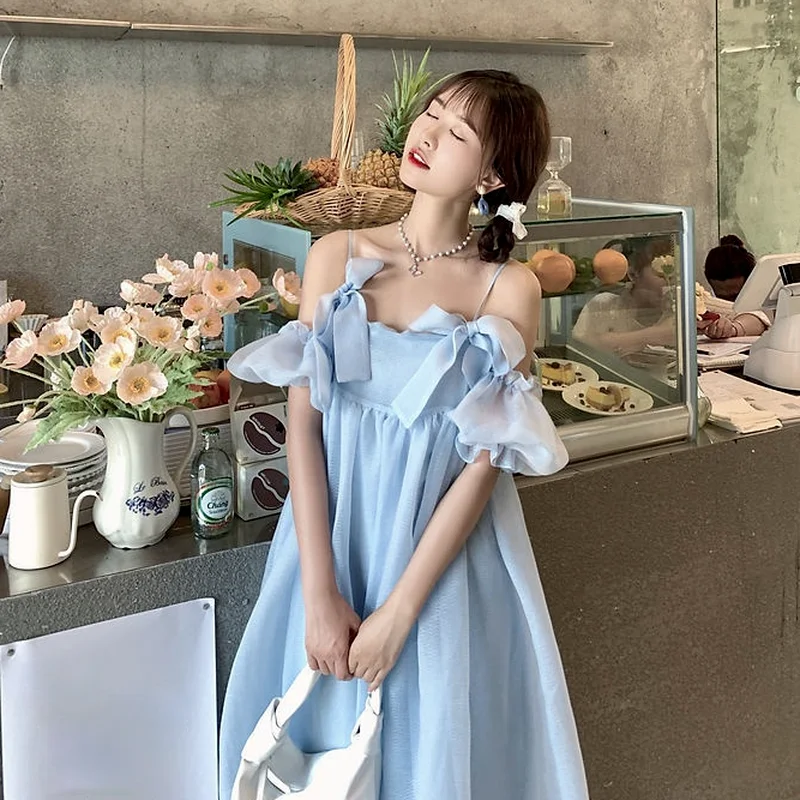 2021 Summer Vintage Yellow Strap Dress Women Sweet Off Shoulder Ruffle Fairy Dress Female Elegant Evening Party Ladies Dress New