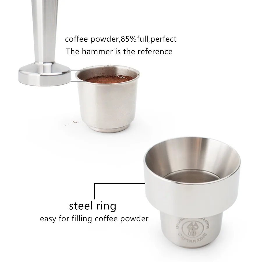 stainless steel capsule tamper and filling ring fit for Capsulone illy coffee machine pod capsule