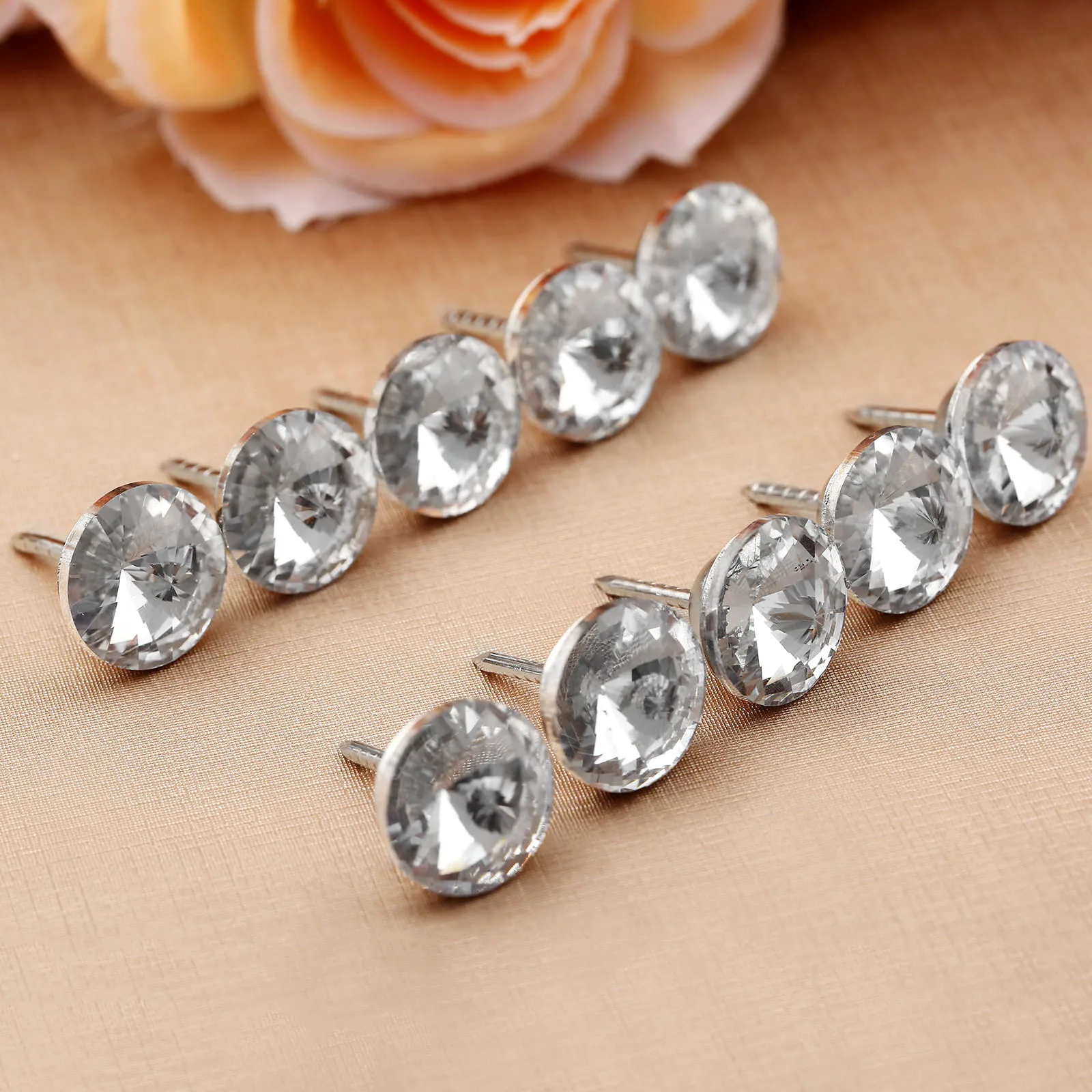 10pcs Crystal Upholstery Nails Diamond Buttons Decorative Tacks Studs Pins 14/16/18/20/25/30mm Craft Headboard Leather Sofa Bag