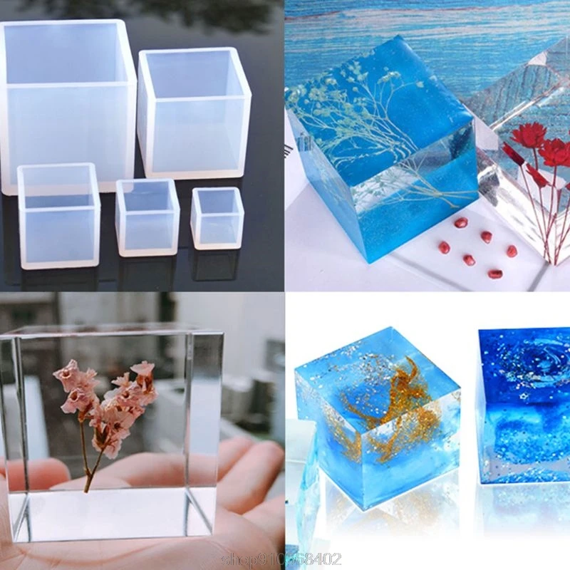 4Pcs/Set Crystal Epoxy Resin Mold Square Jewelry Casting Silicone Mould DIY Crafts Pendant Making Tool O08 20 Dropshipping