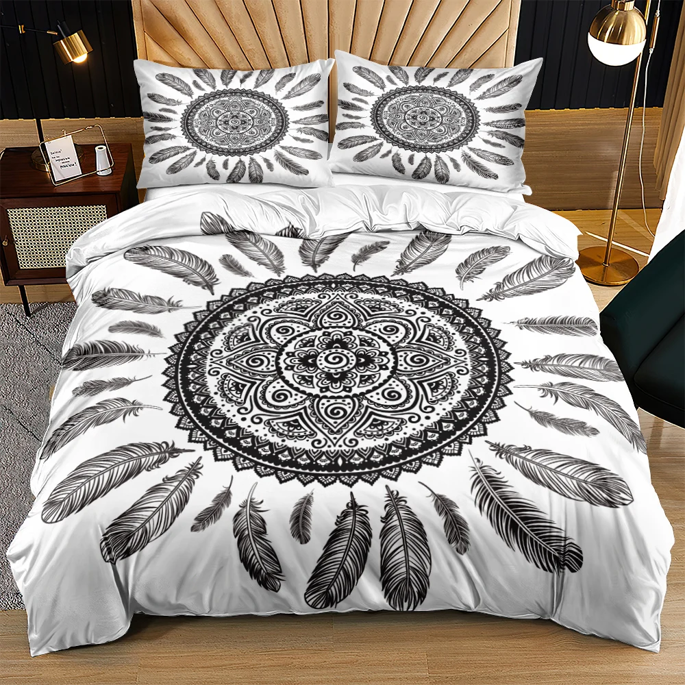 3D Custom Design Beddinng Sets Bed Linens Pillow Cottoms Comforter Covers Set King Queen Full Twin Size WhiteBohemian Bedclothes