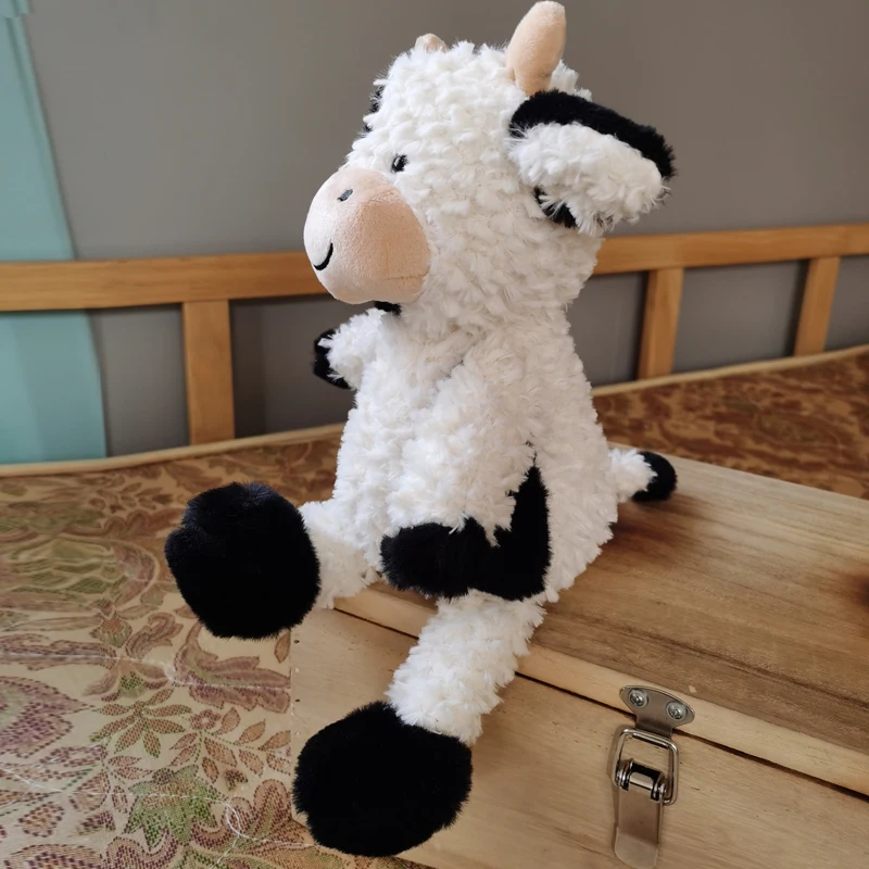 Peluche de vaca blanca y negra suave para niños, muñeco de vaca de dibujos animados, juguete de apaciguar, almohada de siesta linda, regalos para bebés, 30cm