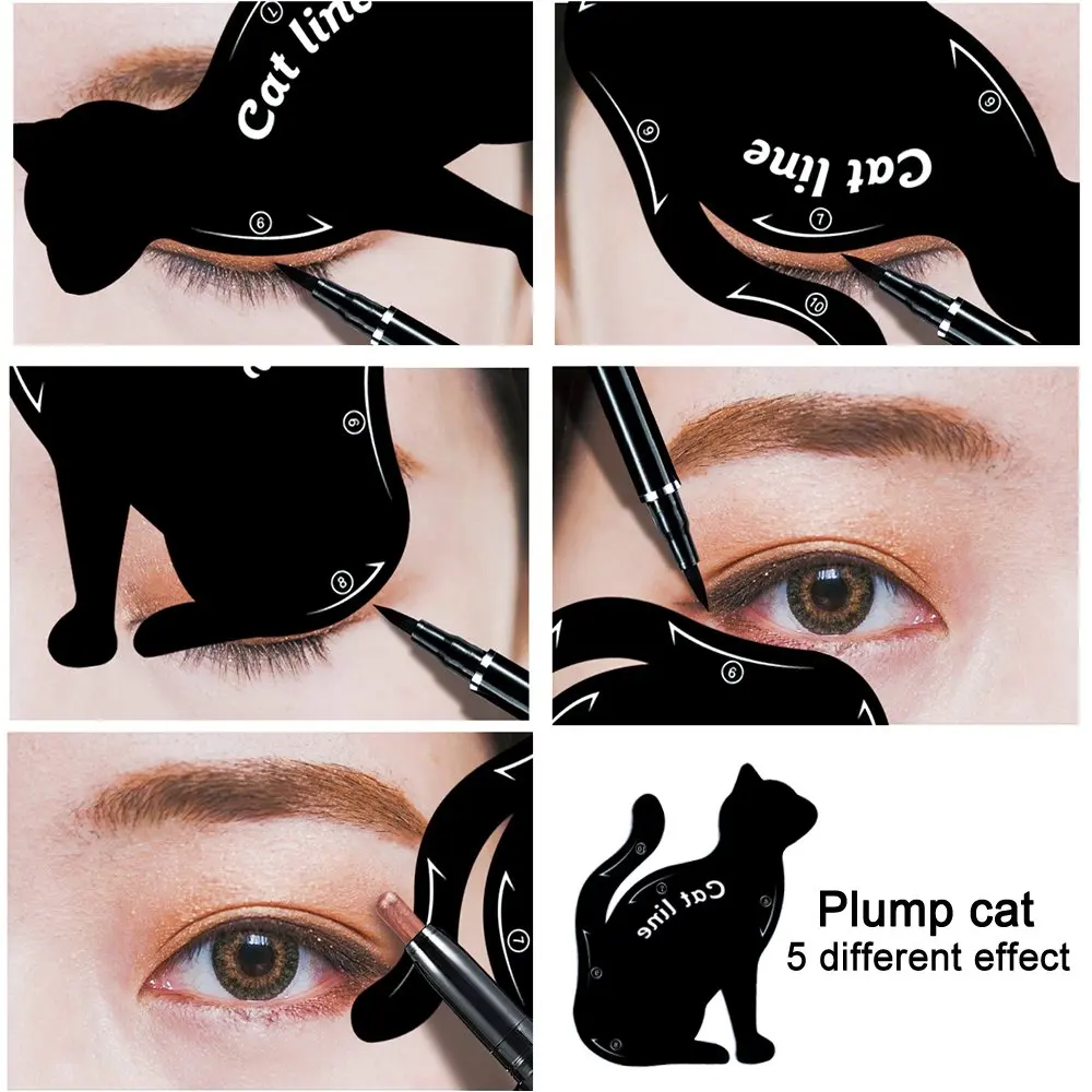 Cat Line Pro Eye Makeup Tool Eyeliner Stencils Template Shaper Model Beauty Kits Eyelash Shaper Eye Liners Tutorial Set