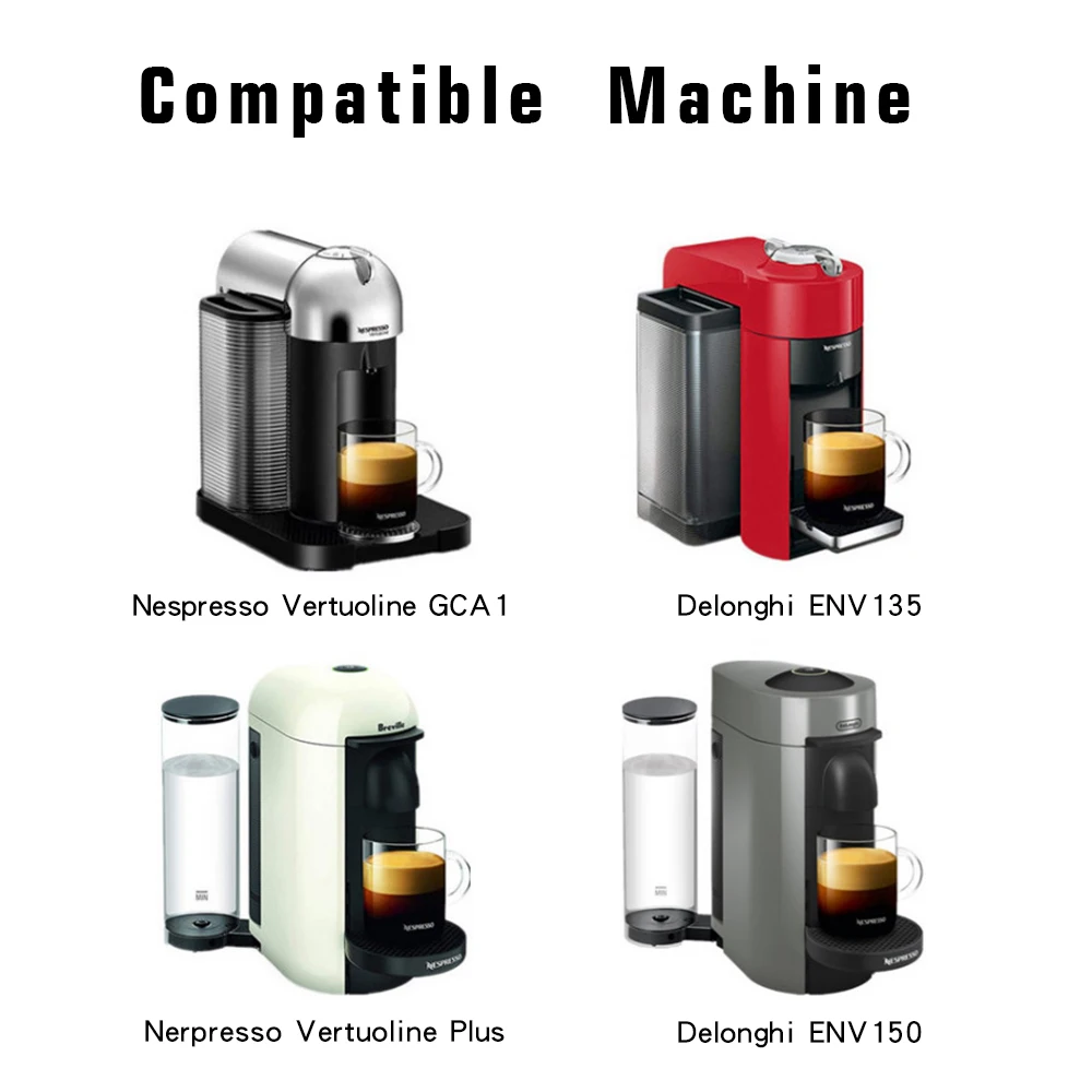 2 IN 1Reusable Vertuo Coffee Capsule Steel Stainless Metal for Nespresso Vertuoline Plus Machine Cream Coffee Filter