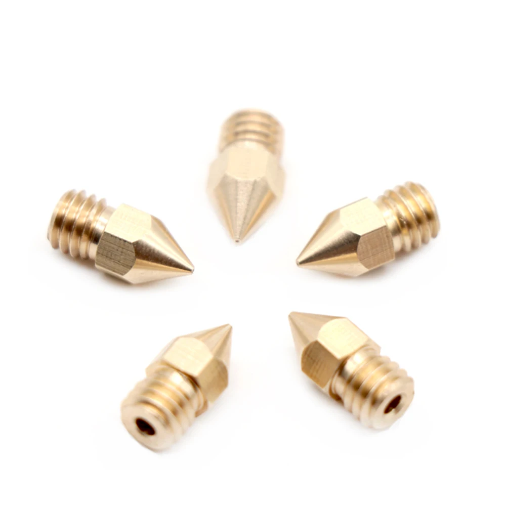 5Pcs 3D Printer Brass Copper Nozzle Mixed Sizes 0.2/0.3/0.4/0.5/0.6 Extruder Print Head For 1.75MM MK8 Makerbot HotEnd J-Head