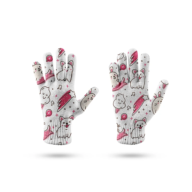 Guantes de jardín con estampado 3D de dibujos animados para hombre y mujer, manoplas de punto elástico, antideslizantes, a prueba de viento, para