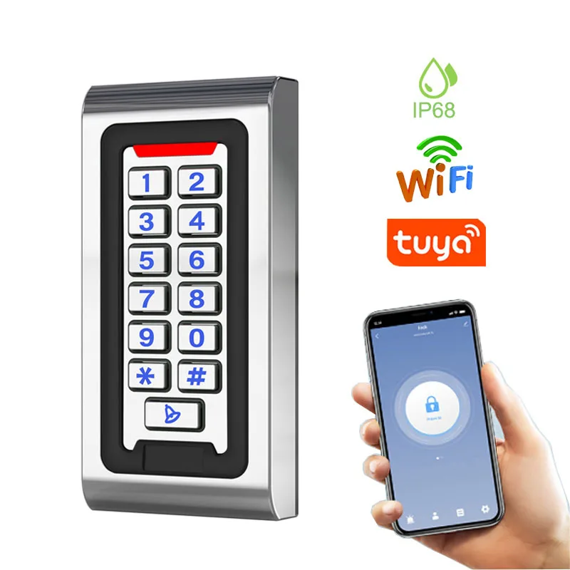 

New WIFI Tuya APP IP68 Waterproof Metal Keypad RFID Card Door Access Control Standalone Access Controller System Smart Device