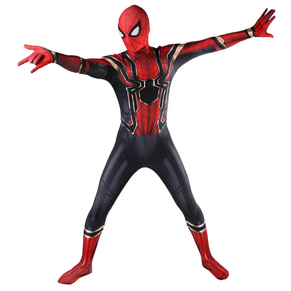 Iron Spiderman Costume Cosplay 3D Stampato Spandex Casa Vendo Spidey Supereroe Costume di Halloween Tute Tuta Per Adulti/Bambini