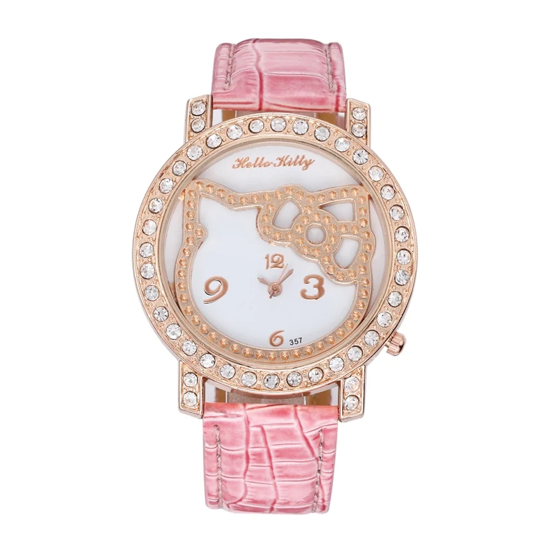 Relógio infantil menina quartzo relógio de pulso moda imagem dos desenhos animados menina relógio rosa ouro strass dial crianças relógios montre enfant