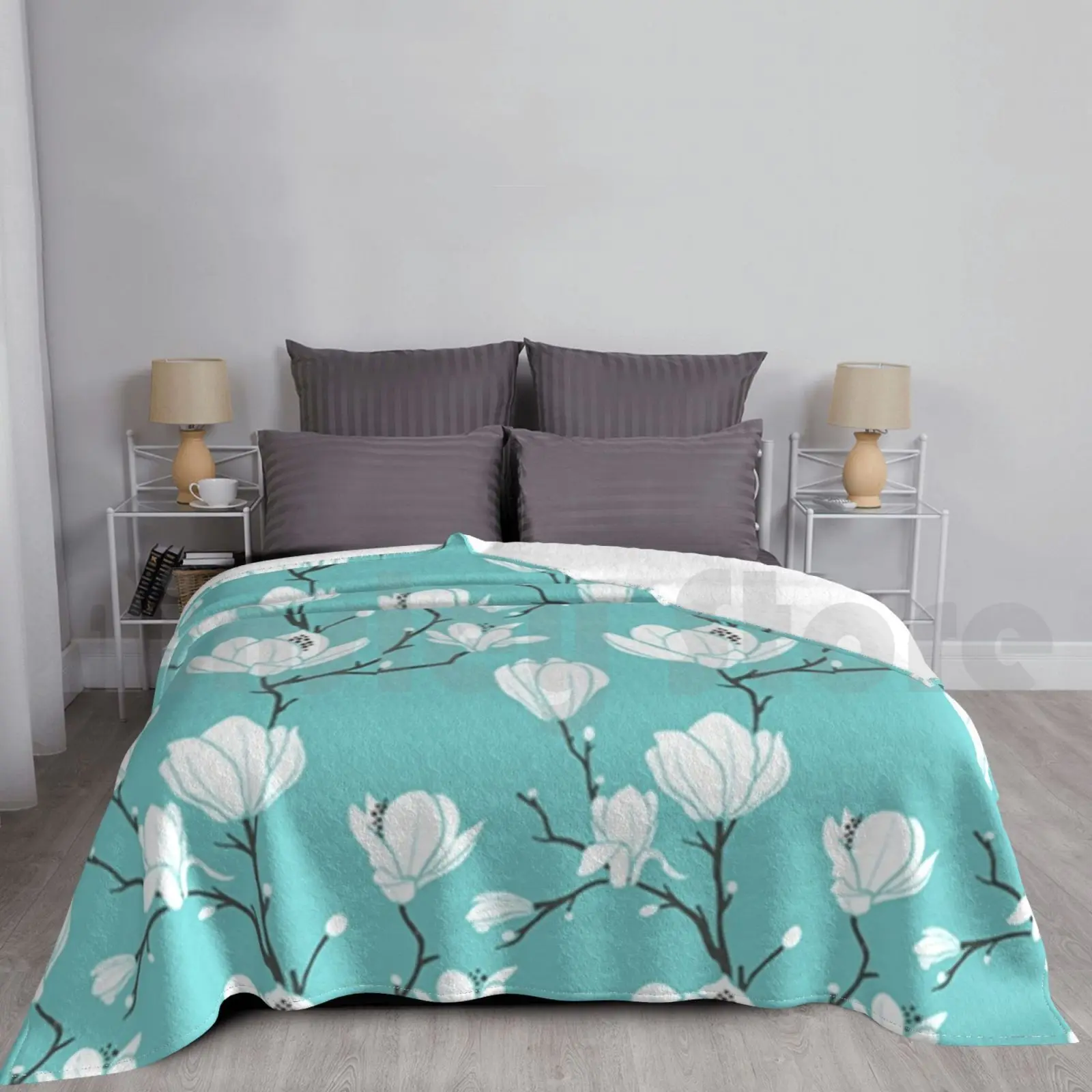 

Floral Art Blanket For Sofa Bed Travel Floral Flowers Spring Leaves Leaf Vintage Blossom Seed Nature Natural
