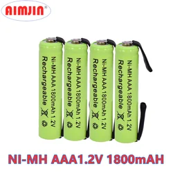 Batería recargable Ni-Mh AAA de 1,2 V y 1800mah, con lengüetas de soldadura para Afeitadora eléctrica Philips Braun, maquinilla de afeitar y cepillo de dientes