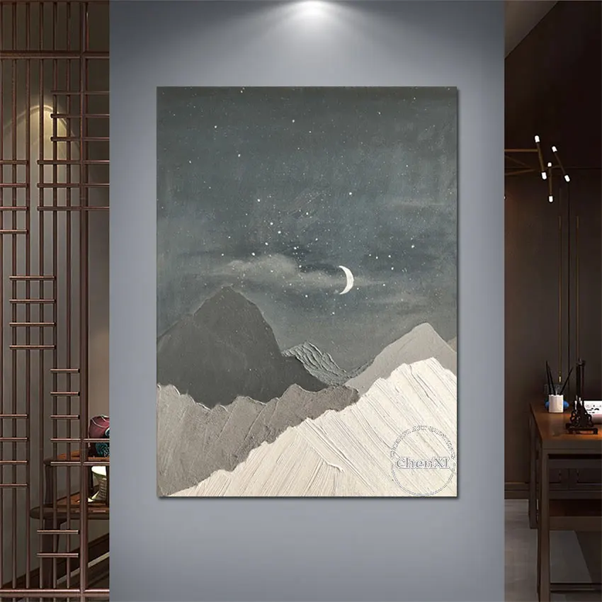 

The Night Sky Is Spotted with Stars Oil Paintings, Wall Decor for the Classroom, The Corridor, Canvas Picture, Frameless