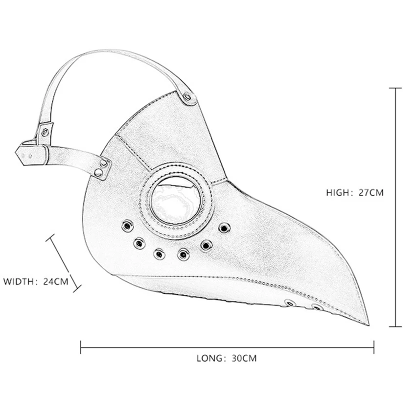 قناع طبيب الطاعون من جلد البولي يوريثان باللون الأسود للهالوين Steampunk ملحق منقار كوسبلاي للكبار قناع تنكر للوجه للمهرجانات