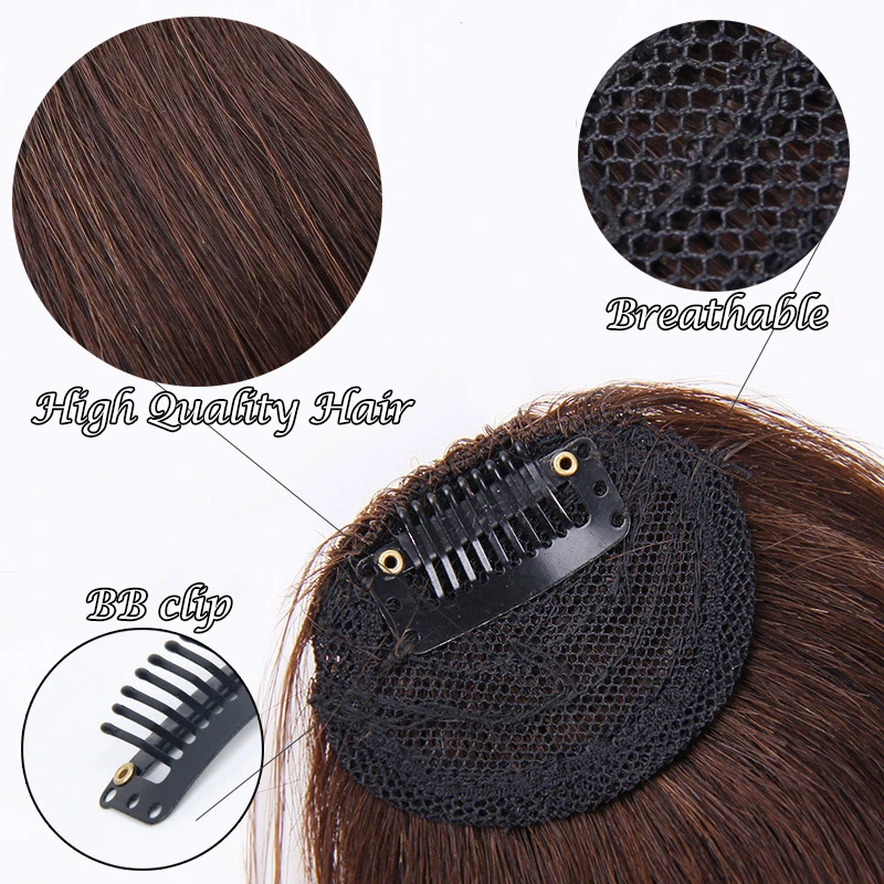 Pageup Short Synthetic Neat Air Bangs Hairpiece Fake Fringe Clip In Hair Extensions Black Brown Blonde For Women Fake bangs