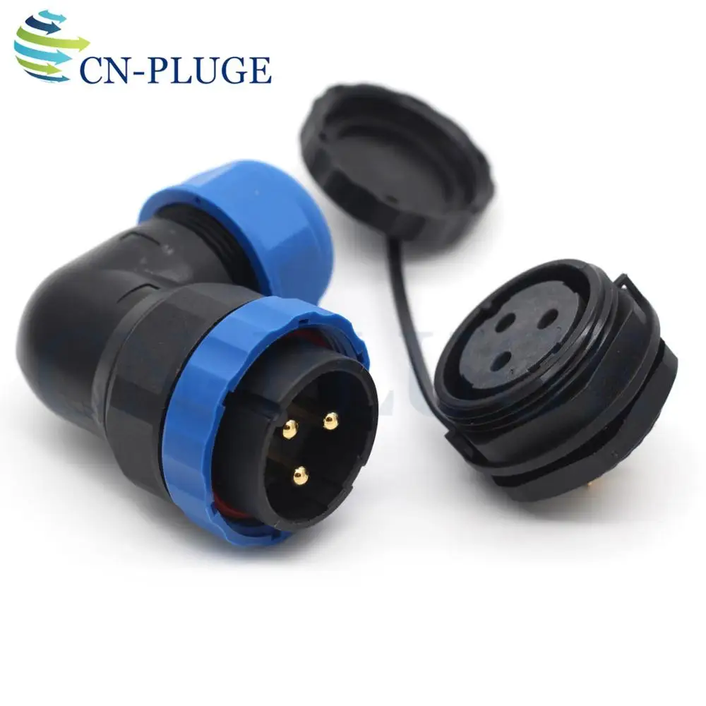 SD28 Series 2 3 4 5 6 7 9 10 12 14 16 19 22 24 26 Pin Waterproof Connector Industrial Cable Elbow Plug Nut Panel Socket IP68