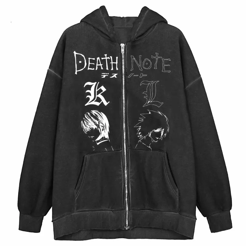 Zipper hoodie death note kawaii direct sale Harajuku y2k jacket undefined undefined kpop long sleeve kawaii clothes women\'s jack