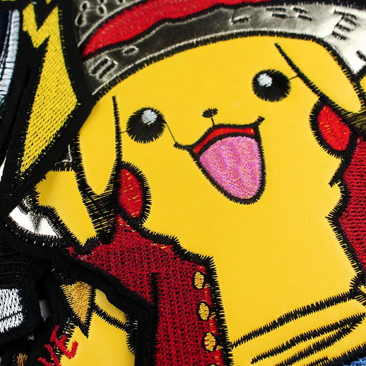 Hot Anime Pokemon Big Size 20cm Cloth Patch Pikachu Clothes Stickers Sew on Embroidery Pokemon Pikachu Cartoon DIY Figure Toy