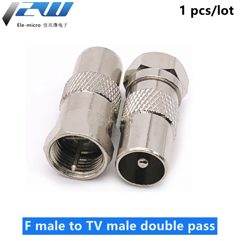 1Pcs F TV to IEC PAL DVB-T Male plug & Female jack RF Coaxial Adapter Connector Test Converter Brass 50ohm