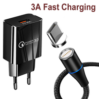 QC 3.0 Fast Phone Charger Type-C USB Magnetic LED Cable For Samsung A13 A12 A32 A52 A72 A42 A22 5G M32 M21 Travel Wall Charger