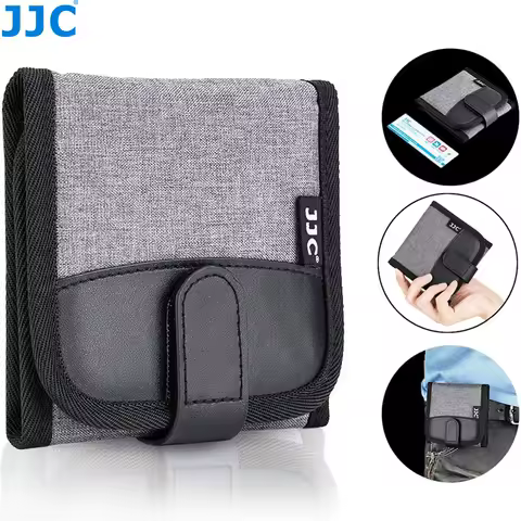Custodia per filtro obiettivo JJC per filtro circolare fino a 82 mm Borsa portaoggetti per portafoglio con filtro per lenti a 3 tasche con design ad anello per cintura di fissaggio