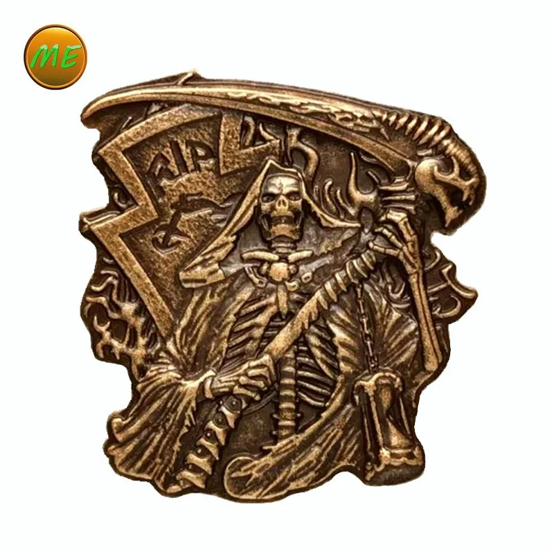 Punk Metal Badges Grim Reaper the Angel of Death Locomotive Large Medium Stylish Personality Medallion Clothes DIY Brooch Pin