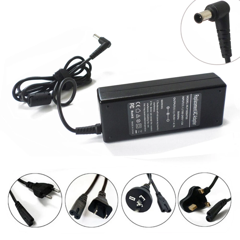 New 19.5V AC Adapter Battery Charger Power Supply Cord For Sony Vaio VGN-N250E VGN-N320E VGN-FS620/W VGN-A170P VGN-A17SP 90W