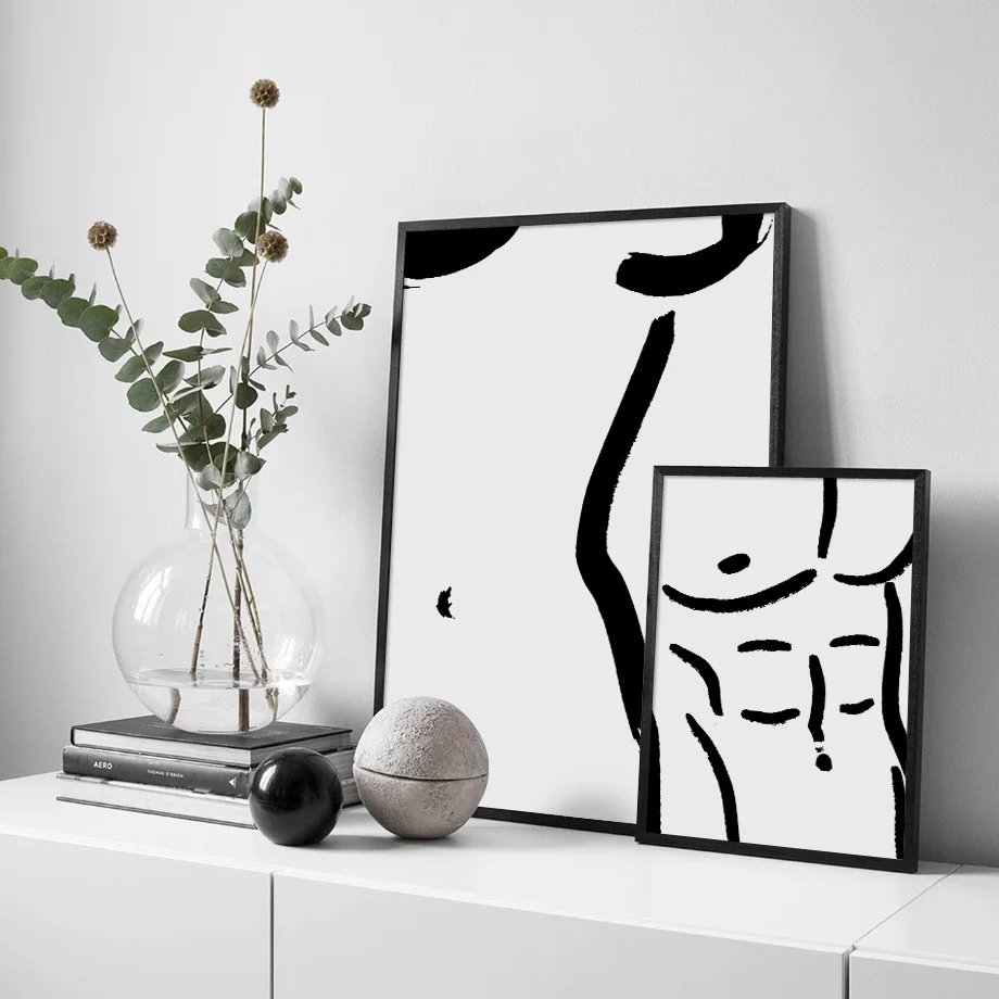 Abstract Line Curve Woman Man Golden Ratio Wall Art Prints Paper Canvas Painting Nordic Poster Decor Pictures For Living Room